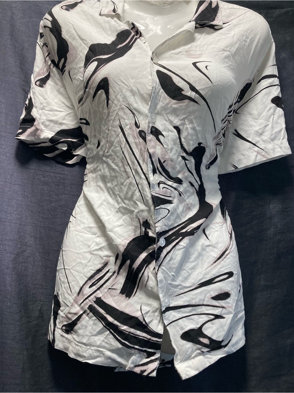 Forever 21 Men Abstract Print Short Sleeve Button Up Shirt M